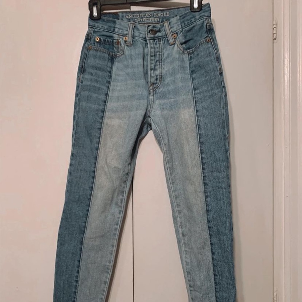 American Eagle two toned straight leg jeans